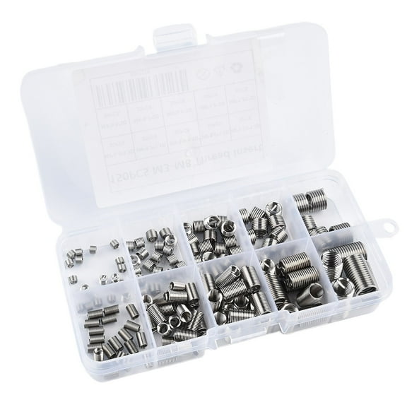 150Pcs Thread Rt Stainless Steel Helicoil M3 M5 M6 M8 Thread Repair Kit M3*0.5*1.5D M6*1*1.5D (10Pcs) M8*1.25*1.5D (5Pcs)