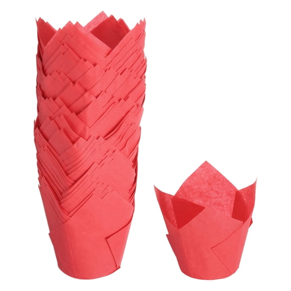 150Pcs Tulip Baking Cups Cupcake Muffins Liners Paper Greaseproof Wrappers for Wedding(3.1" x 2", Red)