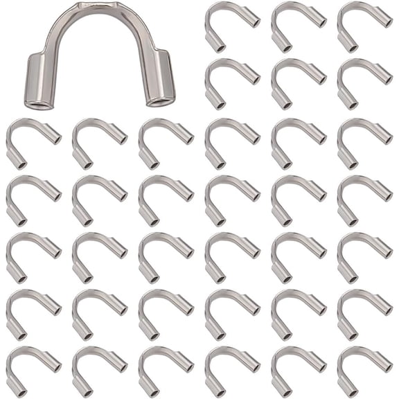 150Pcs Wire Guardian U Shape Stainless Steel Wire Guard Loops Thread Protector Tube Findings with 0.6mm Hole