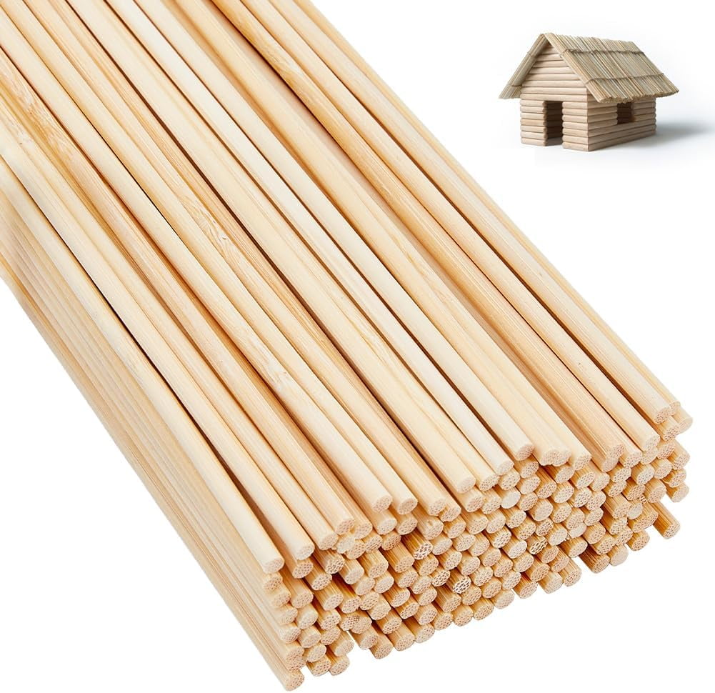 150Pcs Wood Craft Rods 1/8 x 12 Inch Dowel Rods Solid Wood Rod Round ...