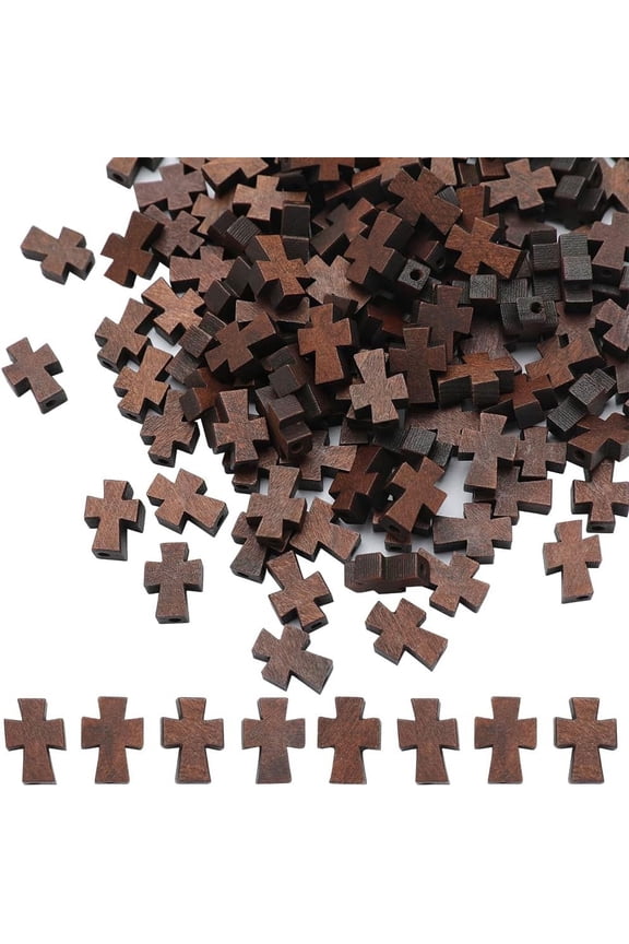 150Pcs Wood Cross Beads Bulk Easter Wooden Cross Bead Natural Unfinished Wood Blank Beads Cross Loose Spacer Rosary Beads Charms for Jewelry Making Beading Supplies DIY Necklace Crafts
