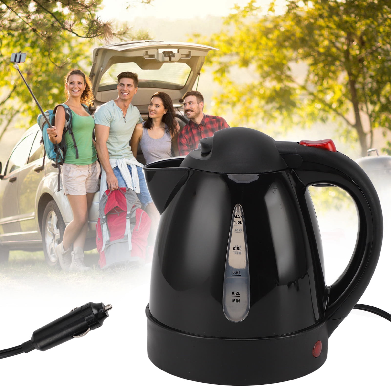 150W 1000ML Hot Water Boiler, Auto Shut Off Electric Kettle  For Trip,Black