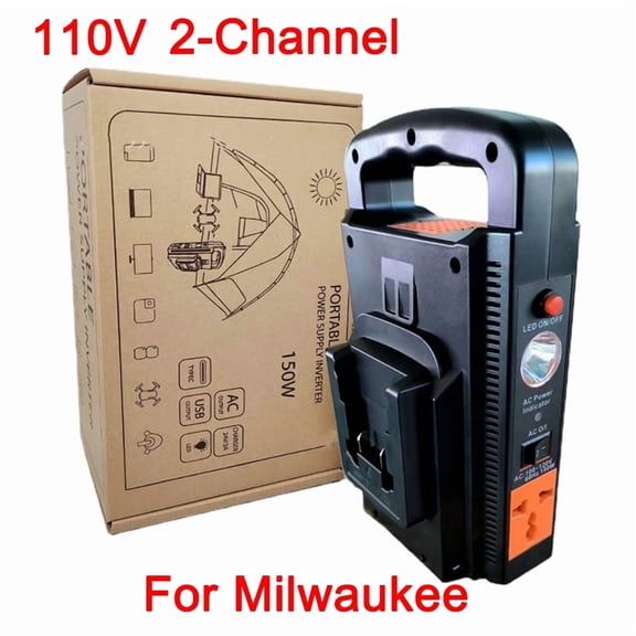 150W 2-Channel Power Inverter 110V Outdoor Mobile Dual Sine Wave Inverter For Mil*wau*kee 18v Battery