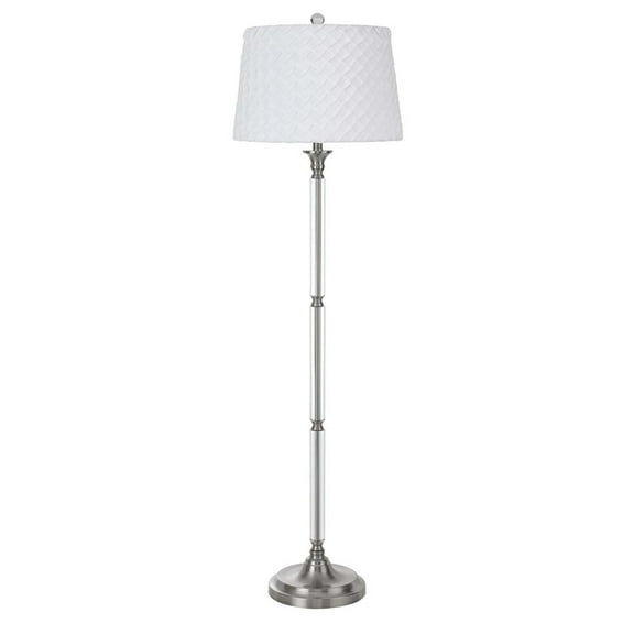 150W 3 Way Ruston Crystal, Metal Floor Lamp With Pleated Hardback Shade