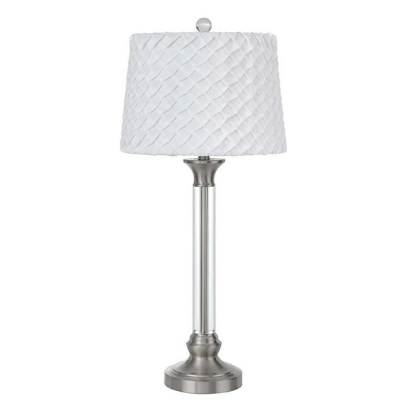 150W 3 Way Ruston Crystal, Metal Table Lamp With Pleated Hardback Shade