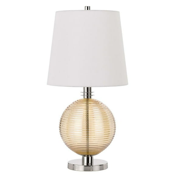 150W 3 Way Salisbury Glass Table Lamp With Hardback Fabric Shade