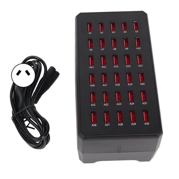 150W 30-Port USB Charging Station - Multi-Port Desktop Fast Charger for Mobile Devices and Digital Appliances, AU Plug, Model WT268
