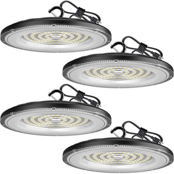 150W 4Pack UFO LED High Bay Shop Lights, 22500LM LED Lights IP66 Waterproof for Workshop, Warehouse, Barn,Garage, Factory, Industrial Lighting, Commercial Lights,6500K Daylight,with US Plug