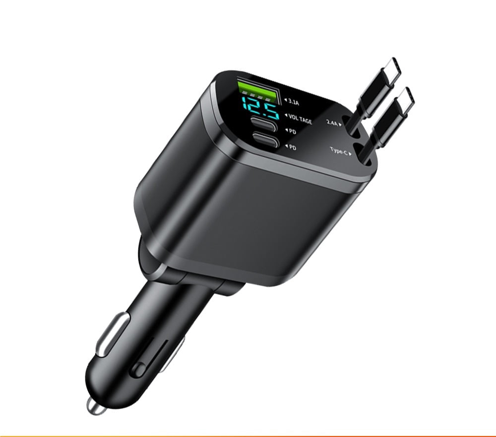 150W 5 IN 1 Retractable Car Charger with Intelligent Digital Display ...