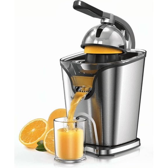 150W Electric Citrus Juicer with 2 Cones Stainless Steel Orange Lime Grapefruit Lemon Extractor Detachable Design