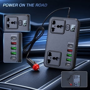 150W High Output In-Car Power Adapter Socket, Usb to Stick Lighter Adapter, Outlets with Usb Ports, Stick Lighter Adapter, Power Inverter for Car, 5X3X1 Inch Lightweight 1Pc