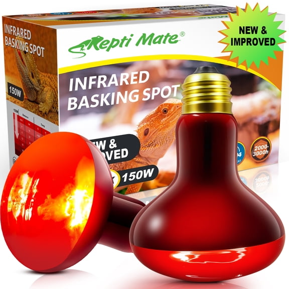 150W Infrared Heat Lamp, 2 Pack Reptile Bulb & Bask Light, Red Emitter for Lizard, Tortoise, Chickens, Pets