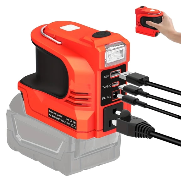150W Inverter For RYOBI 18V Battery, Inverters Generator Power Source For Ryobi 18V Li-ion Battery W/2 USB&LED Light&AC Outlet, DC 18V To AC 110-120V Modified Sine Wave Power Inverter.