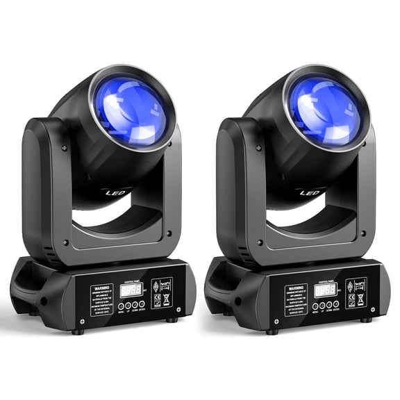 150W LED Beam Moving Head Lights 18Prism Gobo DMX Stage Lights for Concert Party Weddings Show, 2Pcs