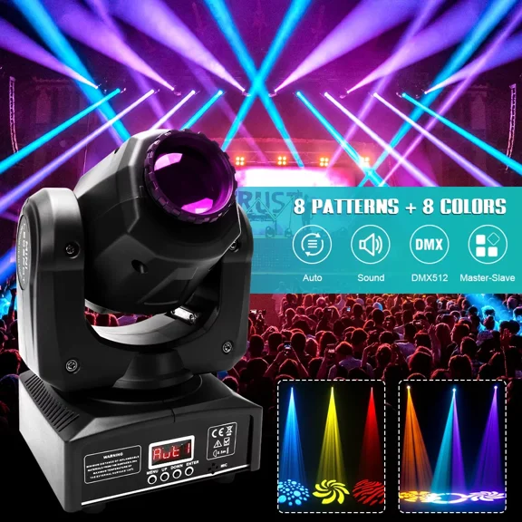 150W LED Moving Head DJ Lights Mini Beam Stage Lights 1 Pack DMX 512 12CH Sound for Disco Party Stage Lighting