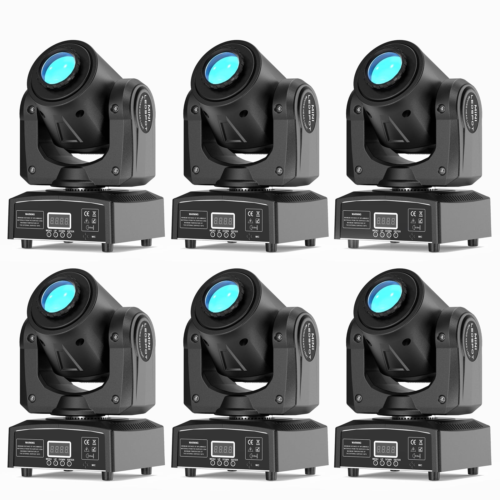 150W LED Moving Head DJ Lights Mini Beam Stage Lights 6 Pack DMX 512 12CH Sound for Disco Party Stage Lighting