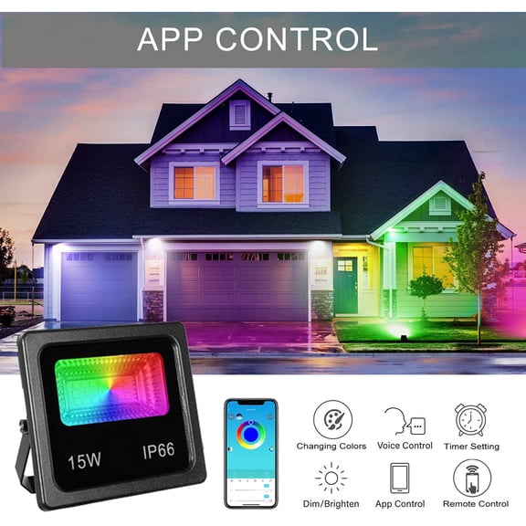 150W Led Color Changing Flood Lights Multi Colors RGB Uplighting with Remote, IP66 Waterproof Stage Light, Dimmable Colored LED Lights, Floor for Christmas Party Outdoor Indoor Decor - 2 Pack