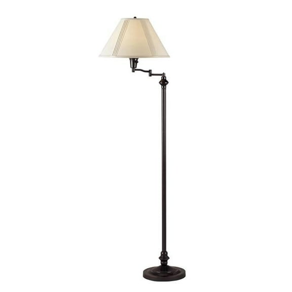 150W Metal Floor Lamp with Swing Arm & Fabric Conical Shade, Black