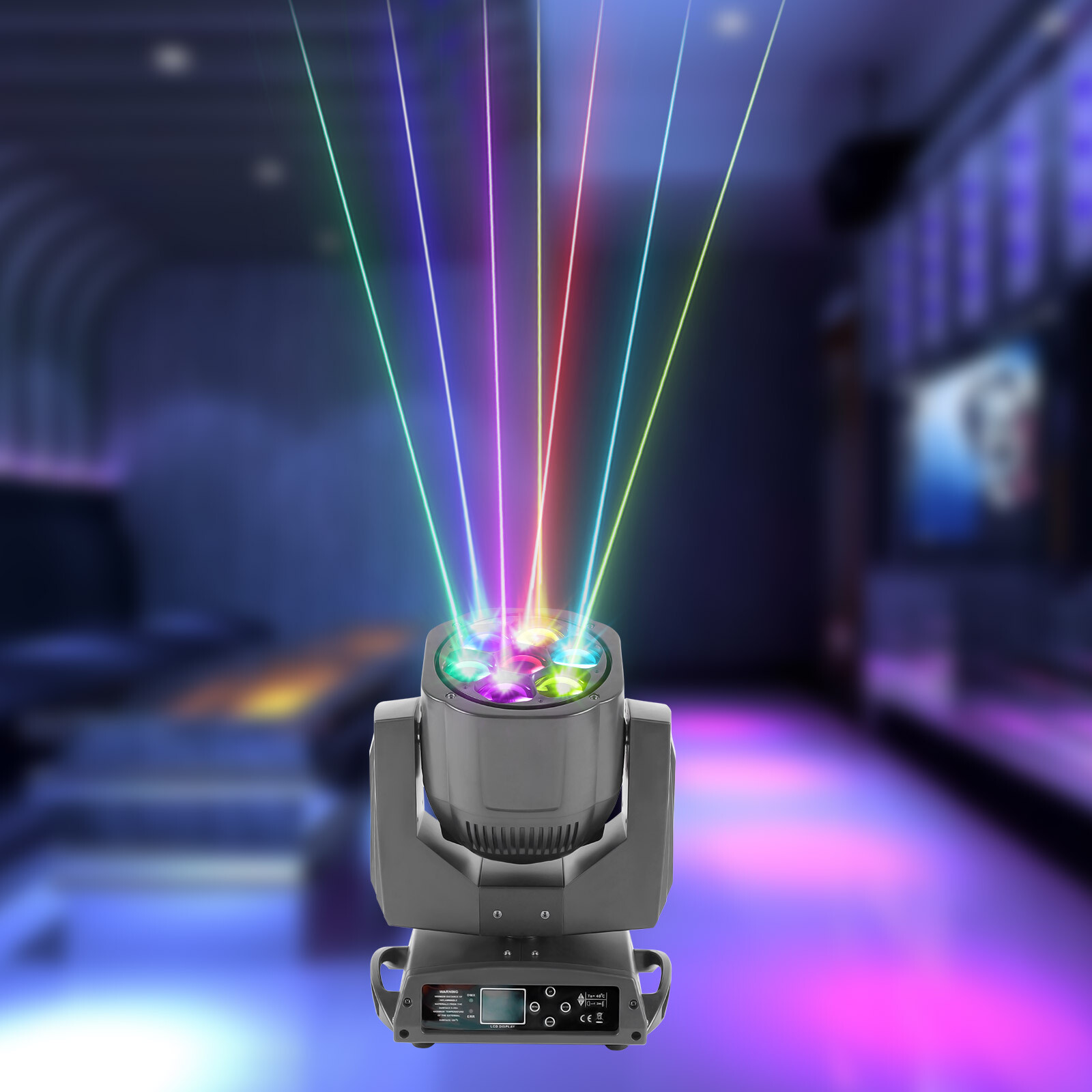 150W Moving Head Stage Light, RGBW 7 LED DJ Stage Uplight with Zoom for Entertainment Venues AC 90V-240V