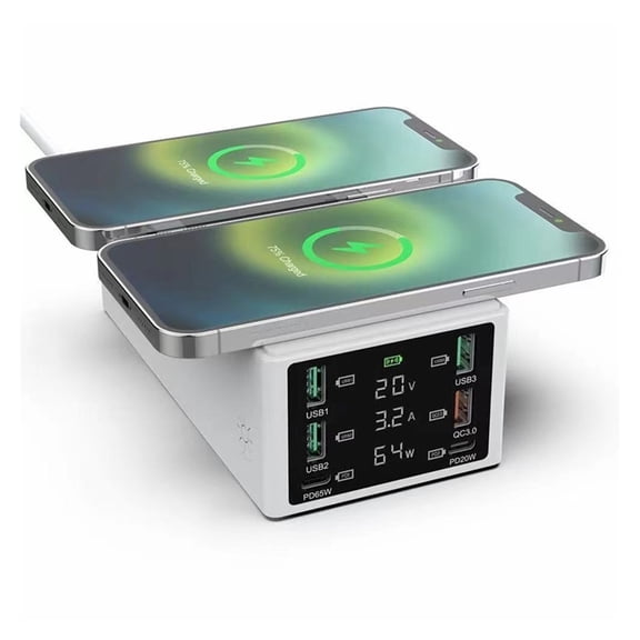 150W Multi USB Wireless Charger 4 Port USB Charging Station Organizer QC 3.0 Fast Charging Dock Station For Cellphone,Tablet,and More ,No More Cable Clutter