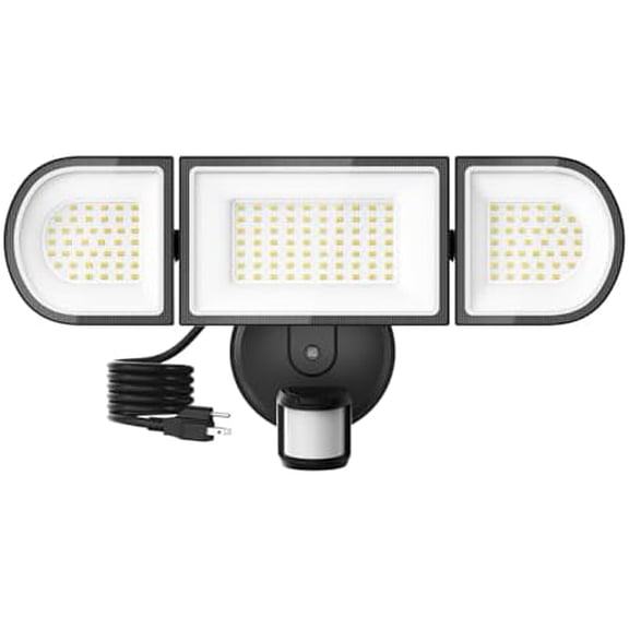 150W Plug in Motion Flood Lights Outdoor, 15000LM LED Motion Sensor Outdoor Lights Dusk to Dawn, Security Floodlights Waterproof IP65, Exterior Lighting for Outside, House, Garage