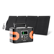 150W Portable Power Station with 60W Solar Panel - 166Wh Solar Generator with AC/USB/DC Outputs for Camping, Emergency, and Outdoor Use