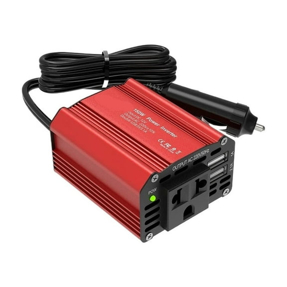 150W Power Inverter 12V to AC Converter Car Charr Power Adapter with 2 USB Charging Ports ,High-efficiency Conversion