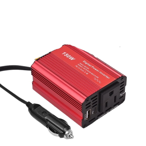 150W Power Inverter AC 12V to DC Adapter for Car Cigarette Lighter Outlet Converter for Phone Laptop Computer ,Safety Design