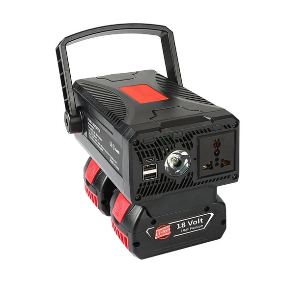 150W Power Inverter for Bos*ch 18V BAT609 Battery, DC 20V to AC 110-120V Battery Inverter, Portable Power Station Generator, with 2 USB Ports & 1 Type-C & 1 AC Outlet(no Battery included)