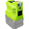 thumbnail image 1 of 150W Power Inverter Generator Fit for Ryobi 18V Lithium Battery, DC 18V to AC 110V-120V Portable Power Station, with 2 USB & AC Outlet & 200LM LED Light Modified Sine Wave Power Inverter, 1 of 6