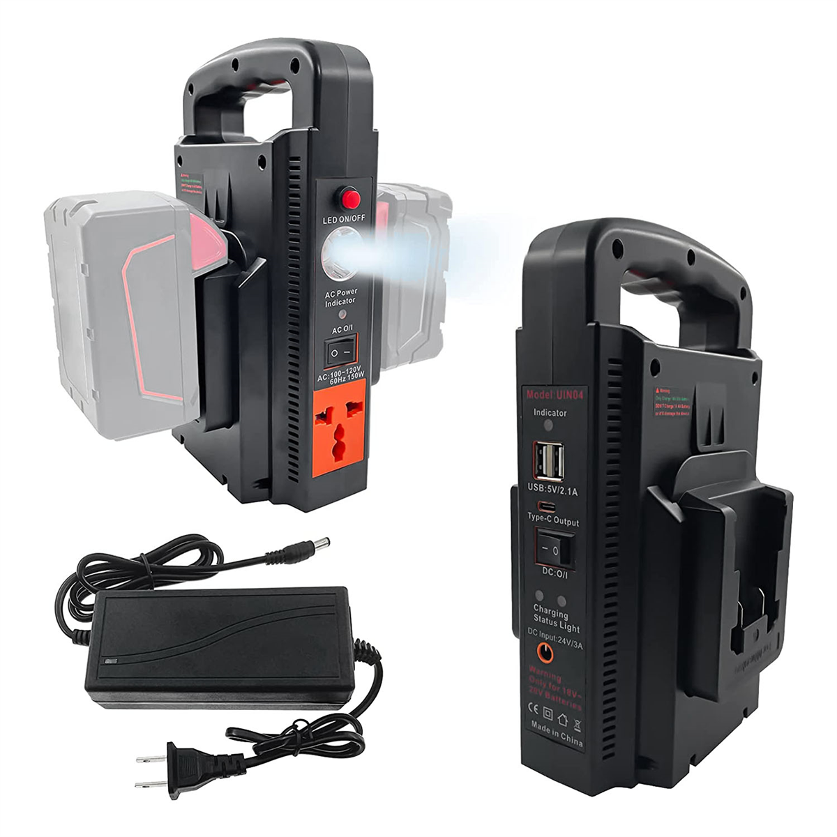 150W Power Supply Inverter for 18V Ion Battery, DC 18V To AC 120V