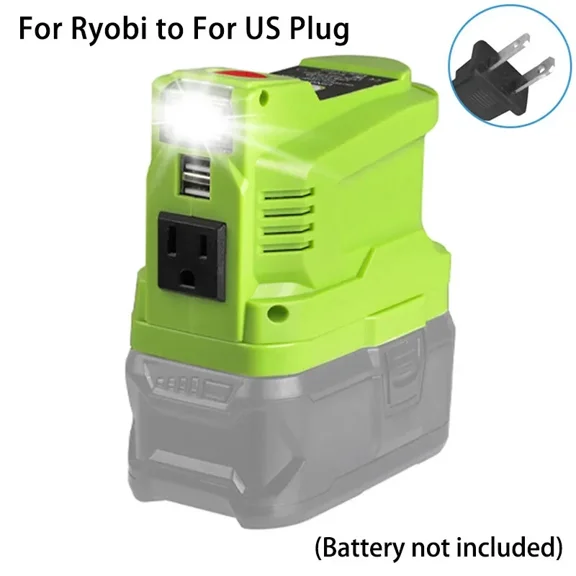 150W Powered Inverter Generator for Ryobi 18V Li-ion Battery with USB LED Light