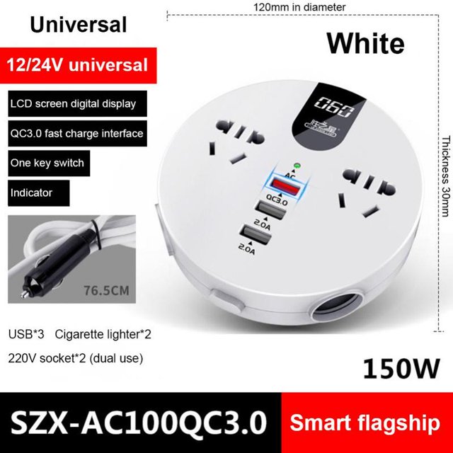 150W Pure Sine Wave Inverter 12V to 220V 110V Current Converter Europe