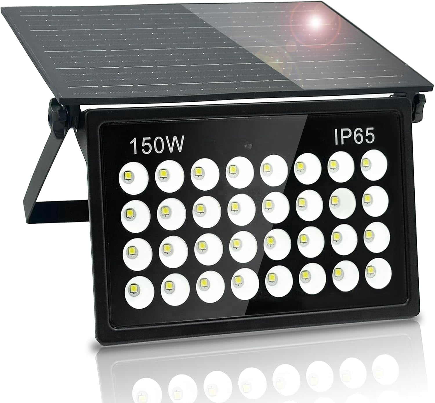 Indmird 150W Solar Powered Security Lights, Solar Lights Outdoor Waterproof, Dusk to Dawn  6500K Cool White, for Porch, Patio, Yard, Garage, Garden