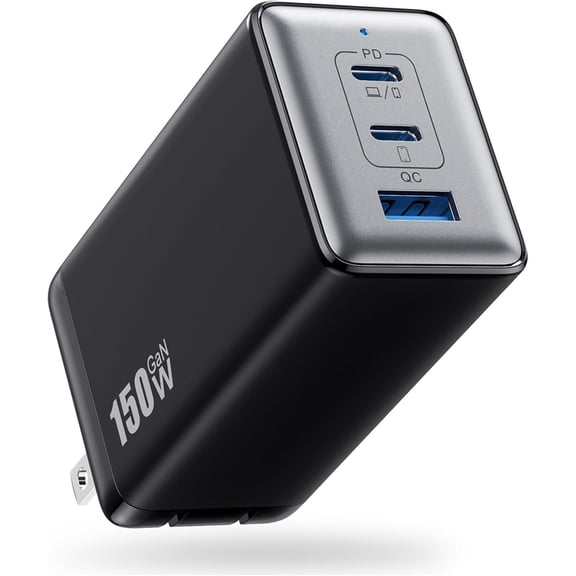 150W USB C Charger Block,GaN III Compact Foldable Wall Charger 3 Port Fast Charging Station,PD QC PPS Portable USB C Hub 100W Laptop Adapter for MacBook Pro/Air,iPad,iPhone 17/Pro,Galaxy S24,Dell etc