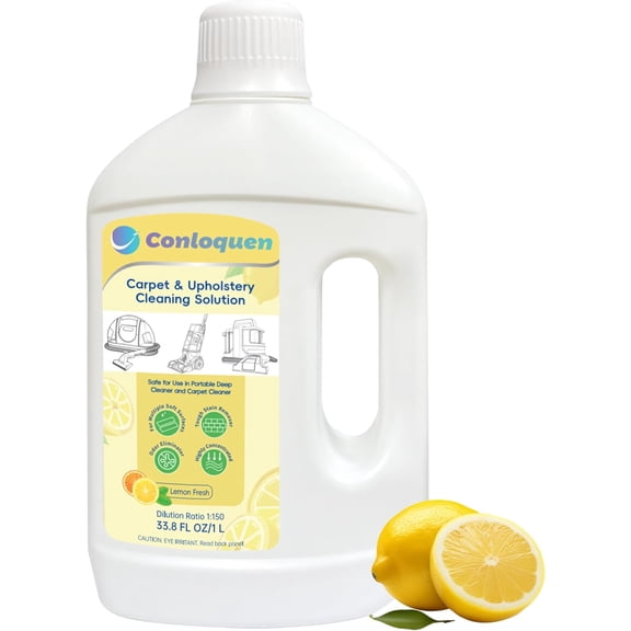 150X Concentrate Carpet Cleaner Solution Makes 39.6 Gal Formula for Portable Deep and Upright Upholstery Machine, 33.8 Fl.oz Stain Remover Lemon Scent