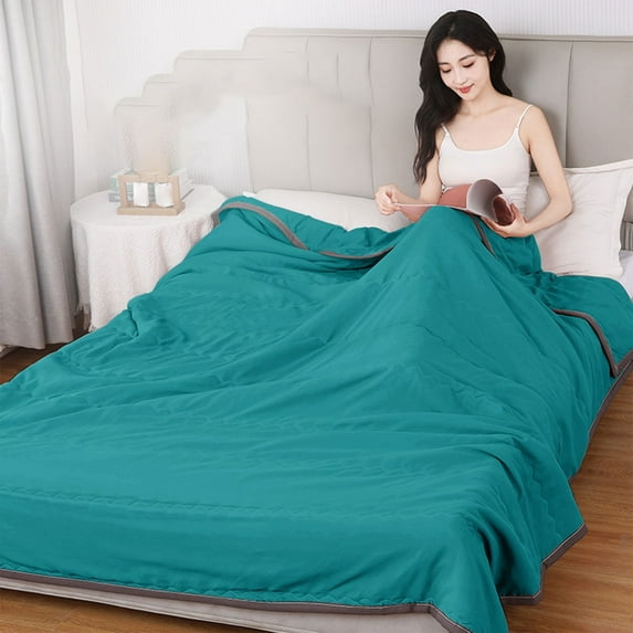 150X200Cm Cooling Blanket for Adults - Double Cold Effect Ice Comforter, Hot Sleeper Approved Summer Quilt with Sweat-Wicking Fabric, Machine Washable Lightweight Bedding Tanuke Green Polyester