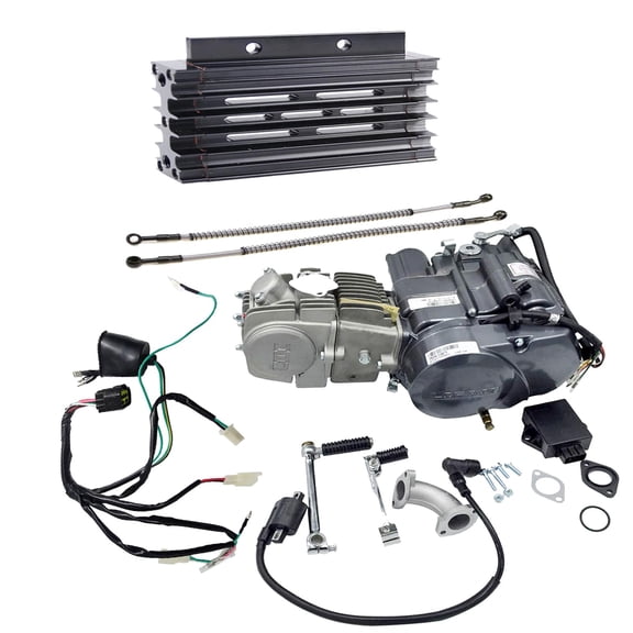 150cc Lifan Engine Motor Kit (Engine, Kick Starter Lever, Gear Shift Lever, Manifold, CDI, Ignition Coil) Oil Cooler Radiator Wiring Harness for Pit Dirt Bike ATV UTV Go Kart Buggy Quad Taotao Razor