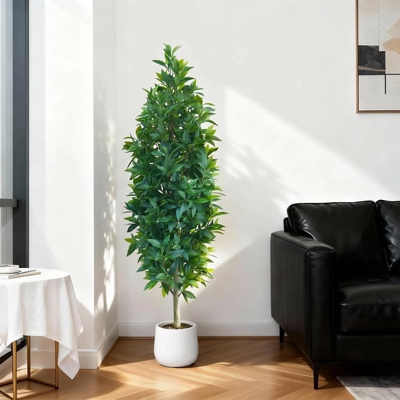 150cm Artificial Bay Laurel, Lifelike Laurel Tree with Realistic Silk Leaves, Adjustable Offshoots, Sturdy Pole, Faux Plant for Indoor/Outdoor Home & Garden Decor