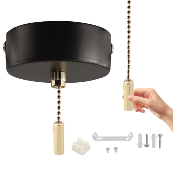 150cm Cord Metal Pull Chain Switches 60mm Diameter Universal Metal Switches for Ceiling Fan Pendant Light Wall Fixtures