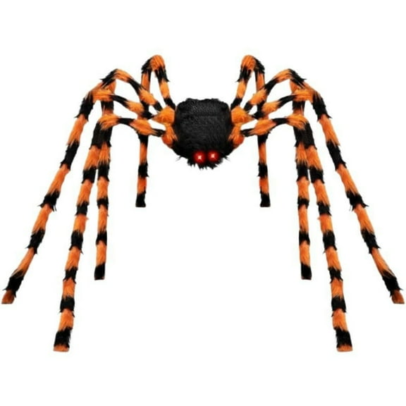 150cm Halloween Hairy Spider,Realistic Giant Scary Spider Props Decoration with Spider Web for Indoor and Outdoor Decoration