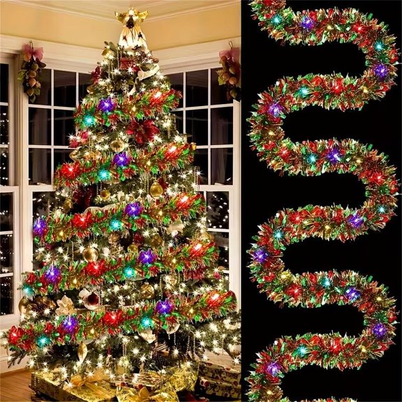 150cm LED Christmas Glitter Garland String Lights for Indoor Decoration