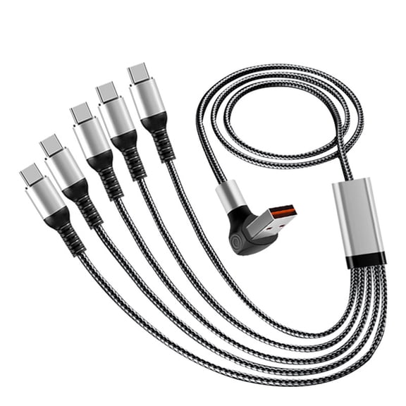 USB A Male to 5 Type-C Male Splitter Cord 66W USB Fast Charging Cord for Phone 150cm Multi Charging Data Cable