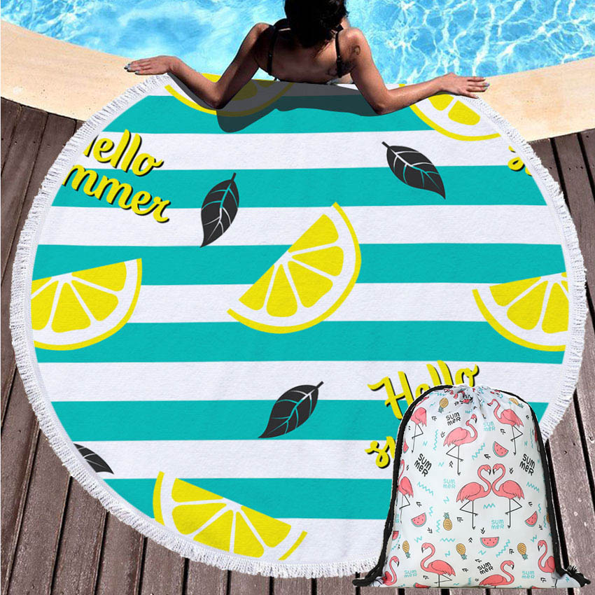 150cm Round Fruits Beach Towels Summer Seaside Bath Towels Yoga Mat