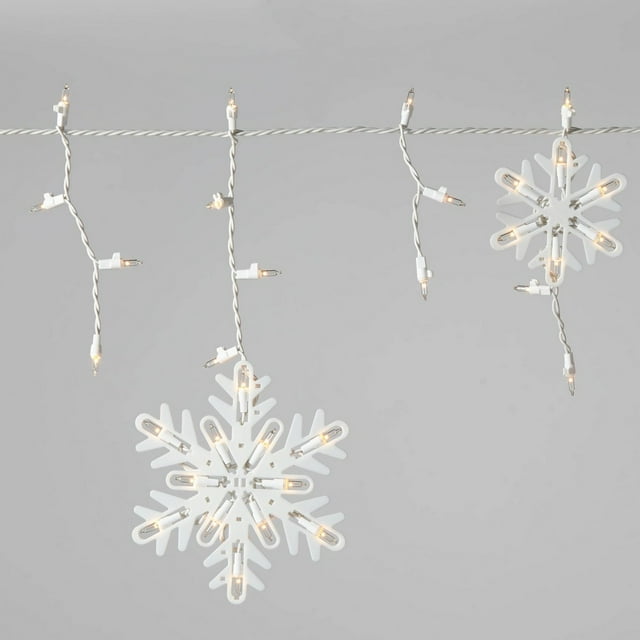 150ct Incandescent Christmas Icicle Lights with Snowflake Novelty