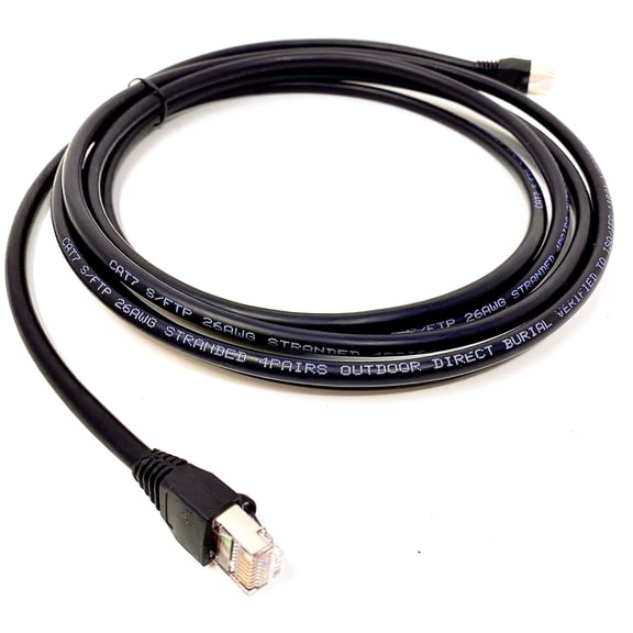 150ft Cat7 Outdoor Waterproof Ethernet Direct Burial Cable (600MHz) Shielded (Pure Copper) PE Rugged Jacket