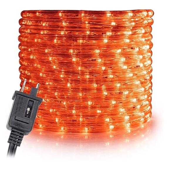 150ft Orange Rope Lights - LED Extendable Xmas Holiday Decor, Waterproof, ETL Certified