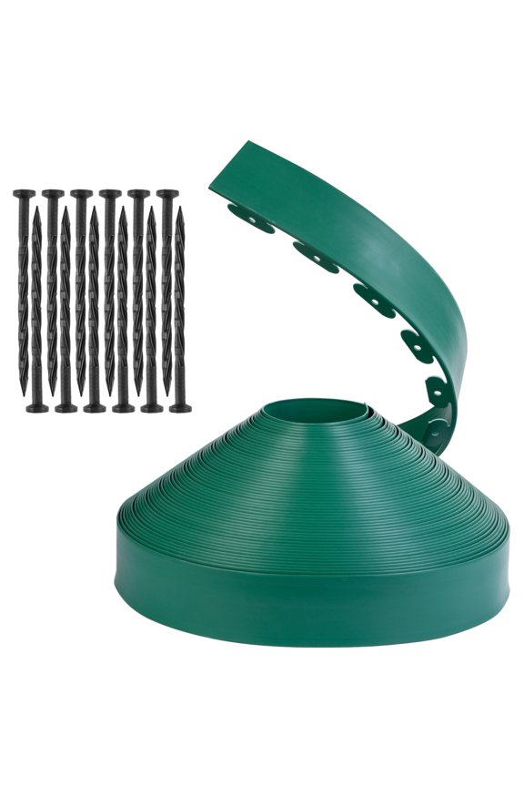 150ft Plastic Landscape Edging Kit, 4 Inch Tall No Dig Border with Spikes for Durable Lawn Definition (Green)