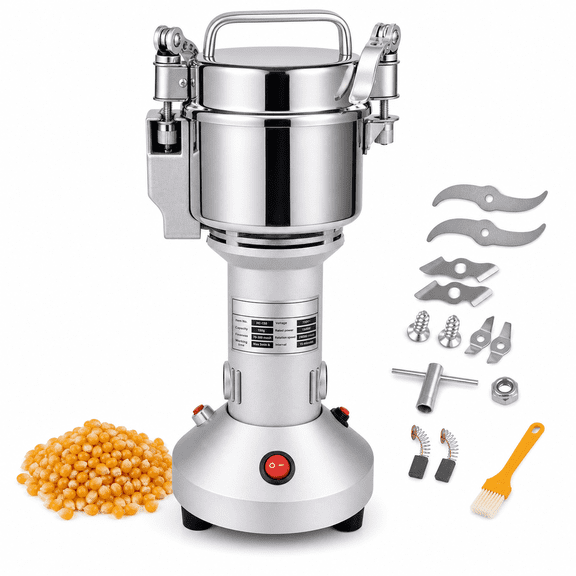 150g High Speed Electric Grain Mill, 1500W 110V Stainless Steel Flour Mill for Gluten-Free Flours and Commercial Use