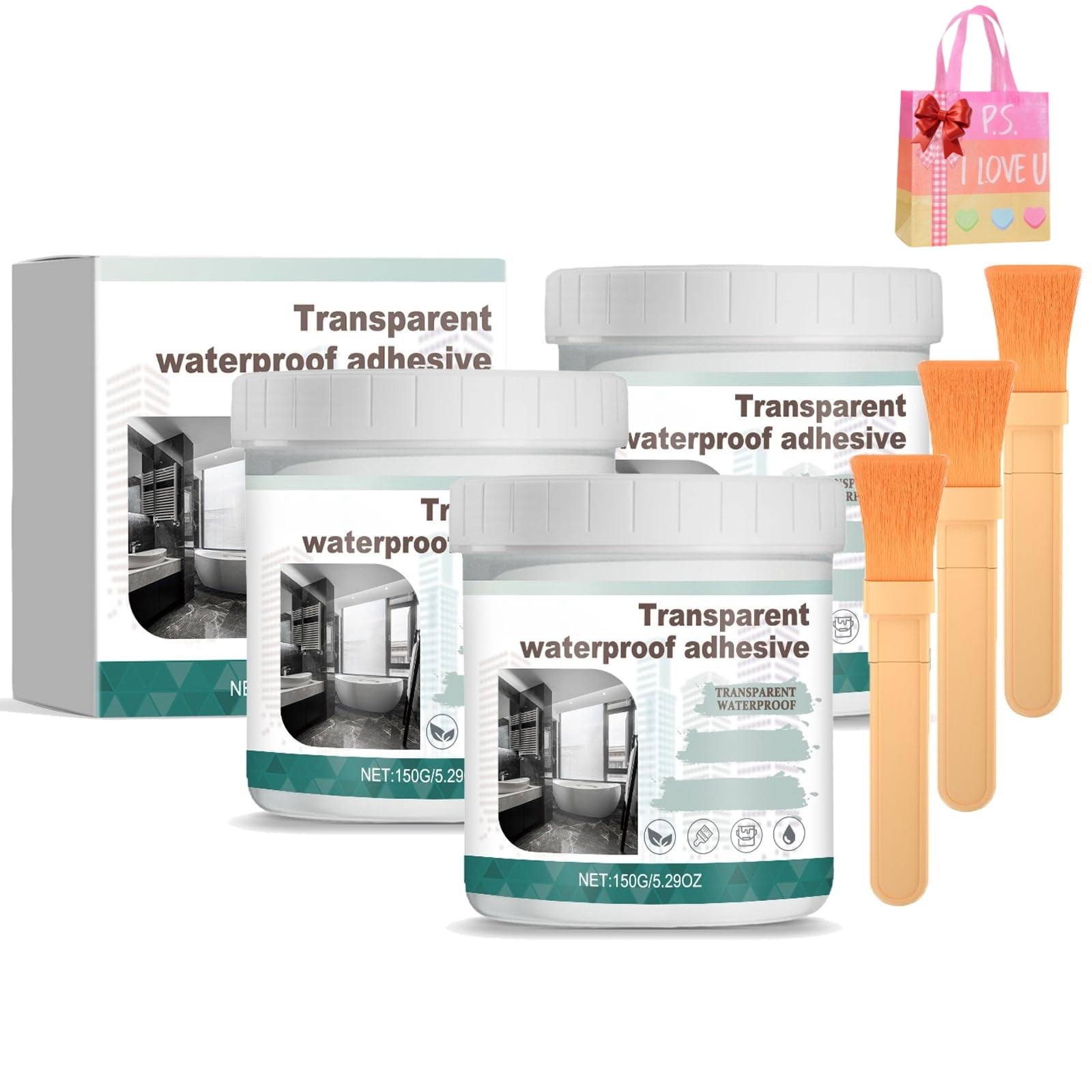 150g Quick-Drying Tile Repair Glue, Transparent Waterproofing Coating for Roofs,Walls,Cracks,Concrete,Wood (1/2/3pcs)